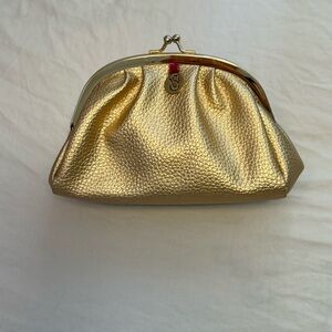 Victoria's Secret Gold Kisslock Change Purse, Pink interior